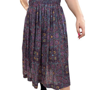 Vintage Skirt Womens Med/Lg Purple Geometric Pull On Midi Office Cottage Retro
